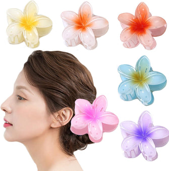 WUBAYI 6 Pcs Flower Hair Clips, Non Slip Flower Claw Clips Strong Hold Hair Claw Large Hair Clip for Medium Thick Hair Hair Claw Clips for Women and Girls Straight, Curly & Wavy Hair