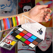 TBeautfave Body Face Painting Kit, 15 Color Face Body Paint Makeup Palette Oil Based Cream, Safe & Non-Toxic Face Paints Cosplay Halloween Makeup Kit with Face Paint Stencils/Crystal Sticker/2 Brushes