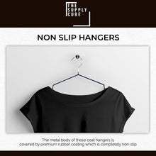 Supply Cube 20Pcs Rubber Coated Metal Hangers  Non Slip Hangers with 4mm Thickness  Wardrobe Organiser Clothes Hangers  Space Saving Hangers for Wardrobe Rail, Rack (20 Pack, Black)