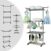 Innotic Clothes Drying Rack 4-Tier Foldable Standing Garment Dryer Collapsible Movable Laundry Airer with 4-Wheels for Home Storage Indoor (Grey)