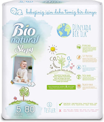 Sleepy Bio Natural Baby Diaper Number 5 Junior 80 pcs