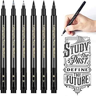 Calligraphy Pens Calligraphy set for Beginners Brush Pens - APOGO 6 Pack Caligraphy Beginners set Caligraphy Pens for Writing, Calligraphy Book, Bullet Journal Accessories, Black Pen Art Writing pens