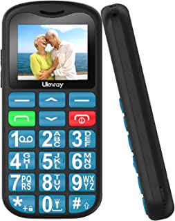 Uleway Big Button Mobile Phone for Elderly, Easy to Use Basic Mobile Phone, SIM Free Unlocked Senior Mobile Phone With SOS Emergency Button, Large Volume, Flashlight, FM Radio (Blue)