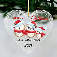 Personalised Christmas Tree Decorations Custom Xmas Tree Decoration Personalised Christmas Tree Bauble for Family UV Print Acrylic Christmas Decorations 2022 (Heart Family of 3)