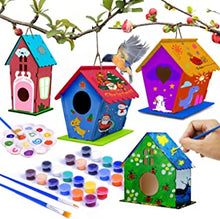 hapray DIY Bird House Kit, - 4Pack - Crafts for Children to Build and Paint Birdhouse (Includes Paints & Brushes) Wooden Arts for Kids Girls Boys Toddlers Halloween