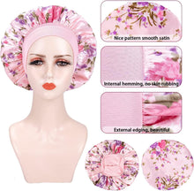 WUBAYI 3 Pcs Soft Satin Bonnet, Silk Bonnet Hair Wrap for Sleeping, Sleeping Hair Care Cap Bonnets, Night Sleeping Head Cover Sleeping Hat for Women and Girls Curly Hair (Pink,Black,Blue)