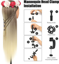 Styling Head 28 inch Hairdresser Training Head 100% Synthetic Fiber Hair Styling Head, Training Head Hairdressing Head with Free Clamp and DIY Braiding Set (Golden)