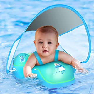 LAYCOL Baby Swimming Float Inflatable Baby Pool Float Newest with Sun Protection Canopy, Baby Swim Float for Age of 3-36 Months(Blue,L)