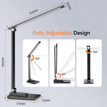 One Fire LED Desk Lamp,15 Modes LED Desk Light,LED Lamp,Dimmable Reading Lamp,500 Lumen Desk Lamps Office,Adjustable LED Table Lamp,Black Desk Lamps for Study Lamp,Reading Lamps for Bedside Table