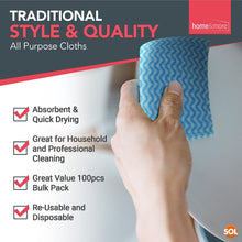 100pk All Purpose Cloths, Disposable Cloths to Clean Surfaces , J Cloths Style Blue Cloths , Disposable Cleaning Cloths for Kitchen, Bathroom, Window , Soft and Absorbent Jay Cloths Cleaning Clothes