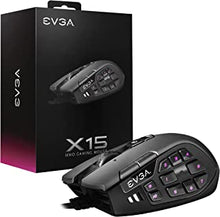 EVGA X15 MMO Gaming Mouse, 8k, Wired, Black, Customizable, 16,000 DPI, 5 Profiles, 20 Buttons, Ergonomic 904-W1-15BK-K3