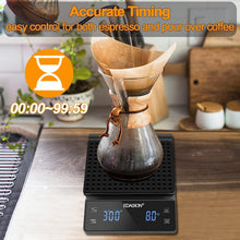 Digital Coffee Scale with Timer 0.1g/3KG High Precision Kitchen Scale Waterproof Electronic Food Weighing Espresso Scale, Large LED Display, Touch Button, Easy to Clean, Black(Batteries Included)