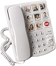 Big Button and Picture Corded Landline Phone for Elderly and Dementia Sufferers. Simple One-Touch Speed Dialling. Adjustable Ring and Call Volumes. Loud for Hard of Hearing. Hands-Free Operation.