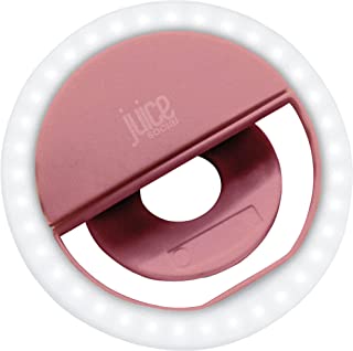 Juice Social | Clip-On Selfie Ring Light | 3 Brightness Levels | 36 LED Bulbs | Rechargeable For The Perfect Glow Everywhere | Rose Gold