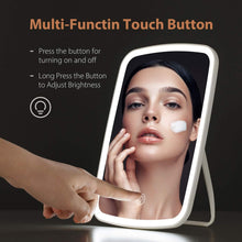 NEZZOE Makeup Mirror Touch Screen Lighted up Mirror with LED Brightness Adjustable Portable USB Rechargeable