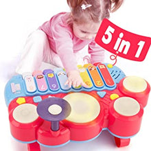 hahaland 5 in 1 Baby Musical Instruments Toddler Toys for 1 Year Old Girls, Multi-Function Piano Drum Set Early Development & Activity Toys Baby Toys for 12 Months 2 3 4 5 6 Year Old Girls Boys Gifts