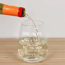 Joymaking Friendship Gifts 15 oz Stemless Wine Glass Best Friend Birthday Gifts - Good Friends are Like Stars, Friends Gifts for Her Birthday Gifts for Women Christmas Graduations