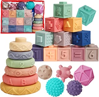 IIFONII Baby Blocks 23PCS Soft Stacking Blocks for Baby 6 to 12 Months, Montessori Toys for Babies 1 2 3 Years Old Building Blocks Toys for Babies 6 Months and Up, Educational Learning Toys