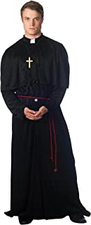 amscan 996197 Adults Black Holy Priest Costume with Cross Necklace and Belt- Size M/L - 1 PC