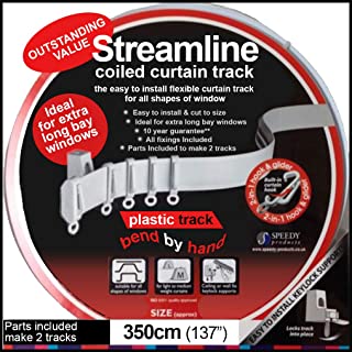 3.5m BENDABLE CURTAIN TRACK FOR STRAIGHT & BAY WINDOW RAIL Top or Face Fix all Fixings