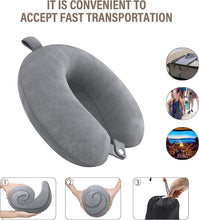 Travel Pillow Memory Foam Neck Pillow Lightweight Quick Pack for Airplane Train Car Travel Camping Neck Support Pillow (Dark Grey)