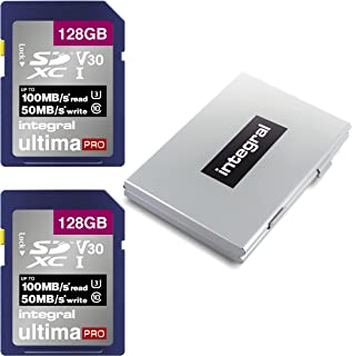 Integral 128GB SD Card 2-Pack 4K Ultra-HD Video Premium High Speed Memory Card SDXC Up to 100MB/s SDXC V50 UHS-I U3 Class 10 SD Memory Card