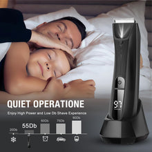 Body Hair Trimmer Men, Ball Trimmer Men Electric Groin Hair Rechargeable Body Groomer with LED Light for Private Parts & Pubic Hair Waterproof Wet and Dry Razor