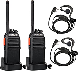 Retevis RT24 Walkie Talkie PMR446 License-free Professional Two Way Radio 16 Channels Walkie Talkies Scan TOT with USB Charger and Earpieces (Black, 1 Pair)