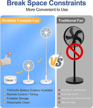 LBSTP Portable Standing Fan with Remote Control, 7.5 Inch Foldable Pedestal Fans, 7200mAh Rechargeable Battery USB Powered Floor Fan, Height Adjustable, 4 Speeds, Quiet Camping Desk for Bedroom