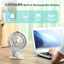 COZII Clip on Fan Rechargeable, Mini USB Desk Fan Silent with 5 Speeds LED Display - 720 Rotatable Powerful Table Fan, 3 in 1 Portable Small Fan for Office, Bedroom, Study, Camping