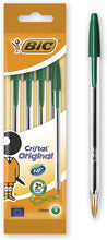 BIC Cristal Medium Ball Pen - Green, Pack of 4