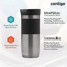 Contigo Byron Snapseal Travel Mug, Stainless Steel Thermal mug, vacuum flask, leakproof tumbler, coffee mug with BPA free Easy-Clean Lid, 470 ml, Gunmetal