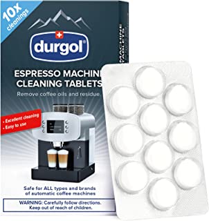 Durgol Espresso Machine and Coffee Maker Cleaning Tablets, Compatible with all Coffee Machines10 count, White