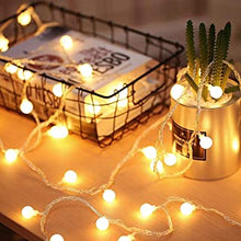 Fairy Lights Battery Operated, 2 Lighting Modes, 16ft 40LEDs Ball IP65 Globe String Light, Decoractive for Indoor Lighting, Bedroom, Wedding, Party, Christmas, Tree Decoration(Warm White)