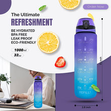 K-MART Water Bottle 1L Sports Water Bottle with Motivational Time Marker, Dishwasher Safe Leak-proof Drink Bottle BPA Free Non-Toxic for Running,cycling, Gym, School & Office (Purple Gradient)