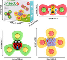 3pcs Suction Cup Spinner Toys Bath Baby Toys Children Fidgets Spinners Toy with Suction Cup Bee Butterfly Ladybug Pattern Plane Window Toys Shower Toys Baby Sensory Toys for Boys and Girls Babies