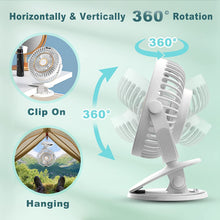 COZII Clip on Fan Rechargeable, Mini USB Desk Fan Silent with 5 Speeds LED Display - 720 Rotatable Powerful Table Fan, 3 in 1 Portable Small Fan for Office, Bedroom, Study, Camping