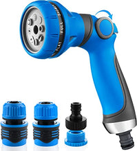 AQUA FLOW Hose Spray Gun 4PCS Set Including 8 Adjustable Patterns High-Pressure Hose Nozzle and Quick Connect Fittings for Standard UK 1/2” Garden Hose