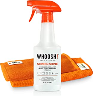 WHOOSH! Screen Cleaner Kit - Best for Smartphones, iPads, Eyeglasses, Kindle, Touchscreen & TVs - Includes 1 Unit of 500ml Bottle + (35x35cm) W! Cloth + Bonus (15x15cm) W! Cloth