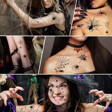 Spider Temporary Tattoo 20 Sheets Halloween Spider Tattoos Halloween Theme Tattoos Waterproof Black Widow Spider Webs Face Tattoos Stickers for Halloween Cosplay Costume Makeup Party