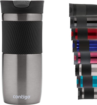 Contigo Byron Snapseal Travel Mug, Stainless Steel Thermal mug, vacuum flask, leakproof tumbler, coffee mug with BPA free Easy-Clean Lid, 470 ml, Gunmetal