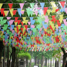 100M Bunting Banner, Multicolor Flag Banners with 200 pcs Triangle Flags, Nylon Fabric Bunting Banners for Birthday, Wedding, Outdoor, Indoor Activity, Party Decoration