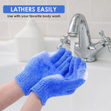 WLLHYF 2 Pairs Exfoliating Shower Bath Gloves, Exfoliating Wash Gloves Deep Clean Dead Skin Remover Body Scrub Bathing Accessories for Women Men Spa Massage Beauty Skin Exfoliation Mitt