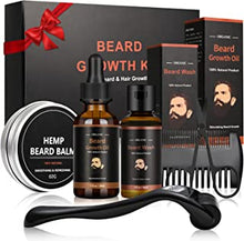 Beard Growth Kit for Men,gifts for men,Beard Grooming Kit 6 in 1, Beard Shampoo, Beard Balm,Beard oil, Comb and Scissor. Father's Day Gift