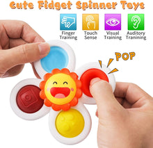 Sirecal Suction Cup Spinner Toys, Baby Bath Toys with Suction Cup Silicone Flipping Board, Baby Sensory Spinner Toy Release Anxiety Travel Toys, for Toddler Boy Girl, 4PCS