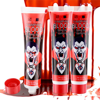 Beteligir 3Pcs Realistic Sfx Fake Blood Makeup Kit, Fake Blood Gel Washable Fake Blood for Clothes Mouth Eyes, Special Effects Makeup Kit for Vampire Zombie Halloween Fake Blood Makeup