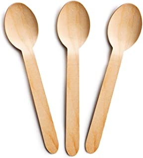 Avlash® [ Pack of 100 ] Disposable Wooden Spoons, Biodegradable Wooden Spoon - 16cm Long | Eco Friendly & Plastic Free Wooden Spoons - Ideal for Wedding, Picnic, Party, Office (Spoons)