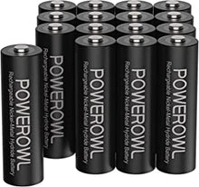 POWEROWL AA Rechargeable Batteries, 2800mAh High Capacity Batteries 1.2V NiMH Low Self Discharge, Pack of 16