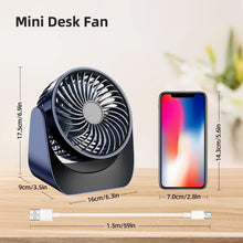 BEGKYA Desk Fan, Mini USB Fan Silent with Battery Powered, 3 Speeds Small Quiet Table Fan Rechargeable, 360 Rotation Portable Cooling Fan for Desktop/Office/Bedroom/Car/Travel/Outdoor/Camping(Blue)