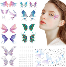 Temporary Tattoos Kit Festival Face Gems Butterfly Glitter Tattoos Face Gems Tattoo Stickers Pearl Face Adhesive Festival Gems for Women Face Body Makeup